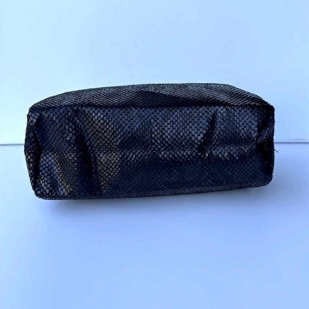 TARTE fierce & feisty makeup bag black with gold hardware NWT